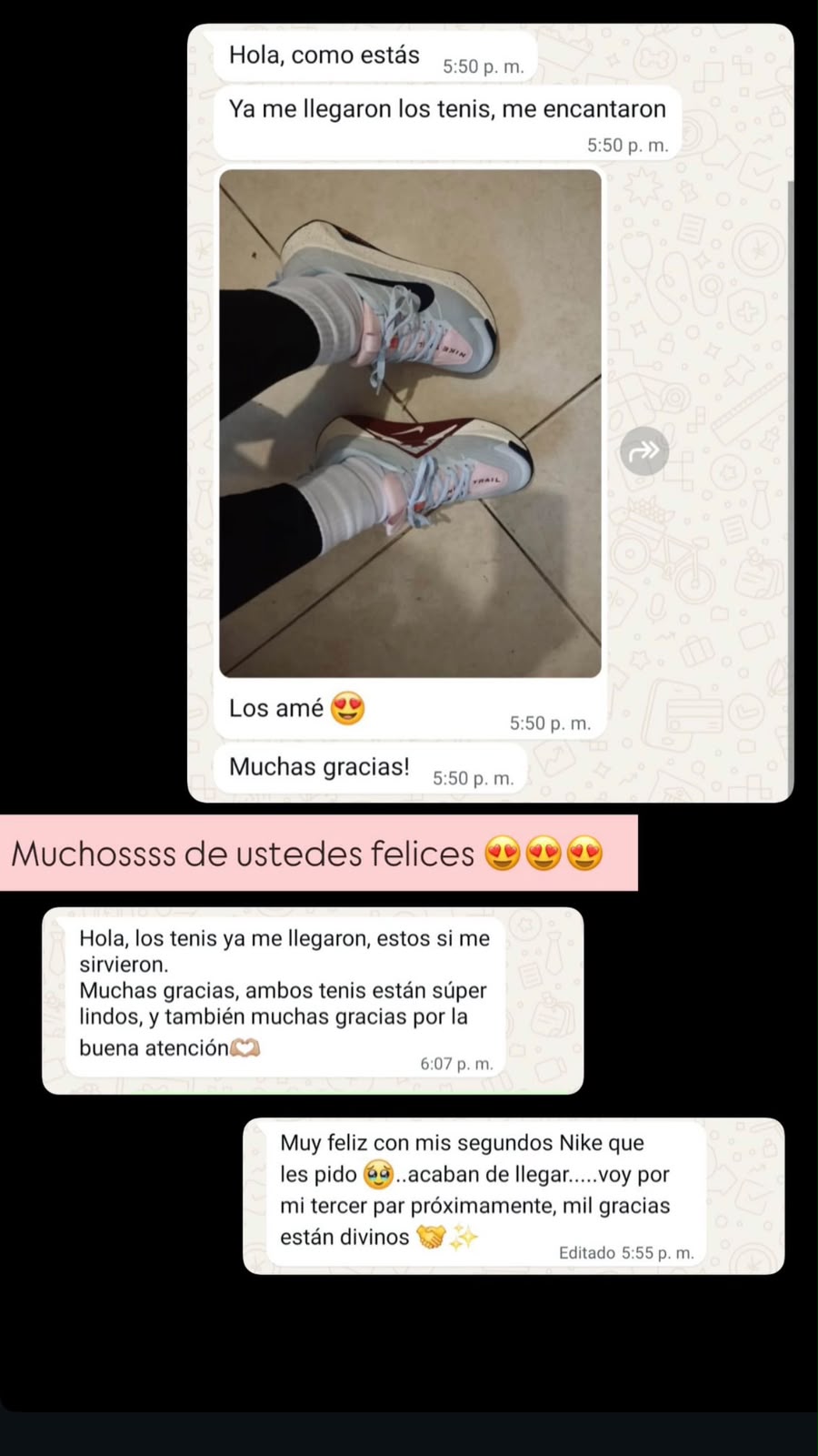 Foto y mensajes de clientes felices, 4